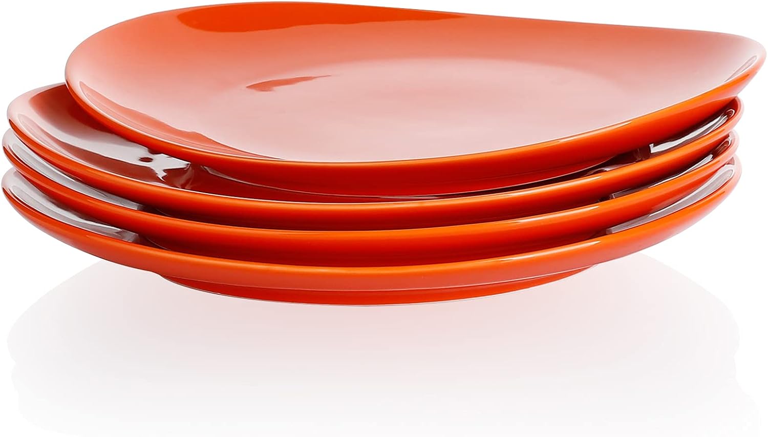 Sweese Ceramic Dinner Plates 11 Inch Porcelain Plates for Pasta, Salad Large Plate Set of 4 Microwave & Dishwasher Safe, Orange No.150.406