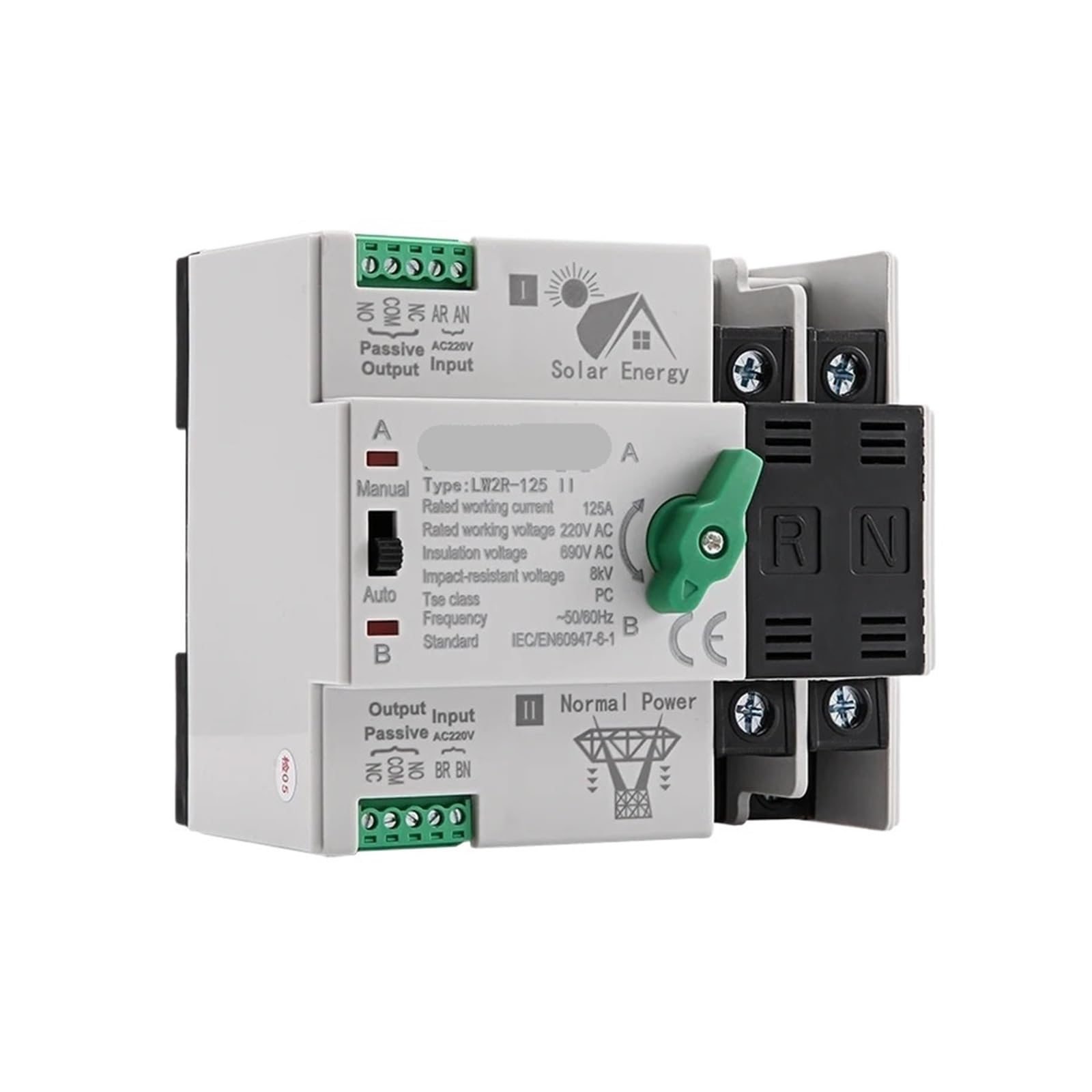 Onduleur photovoltaïque 2P rail DIN inverseur automatique 100A électricité - 4