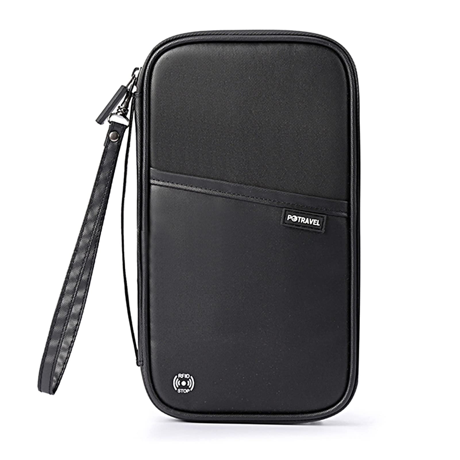 Wallet, Family Passport and Document Holder, RFID Blocking Travel Document Holder Organiser Waterproof Passport Wallet for Women Men for ID Card Credit Cards Flight Tickets Money Coins Phone-Black