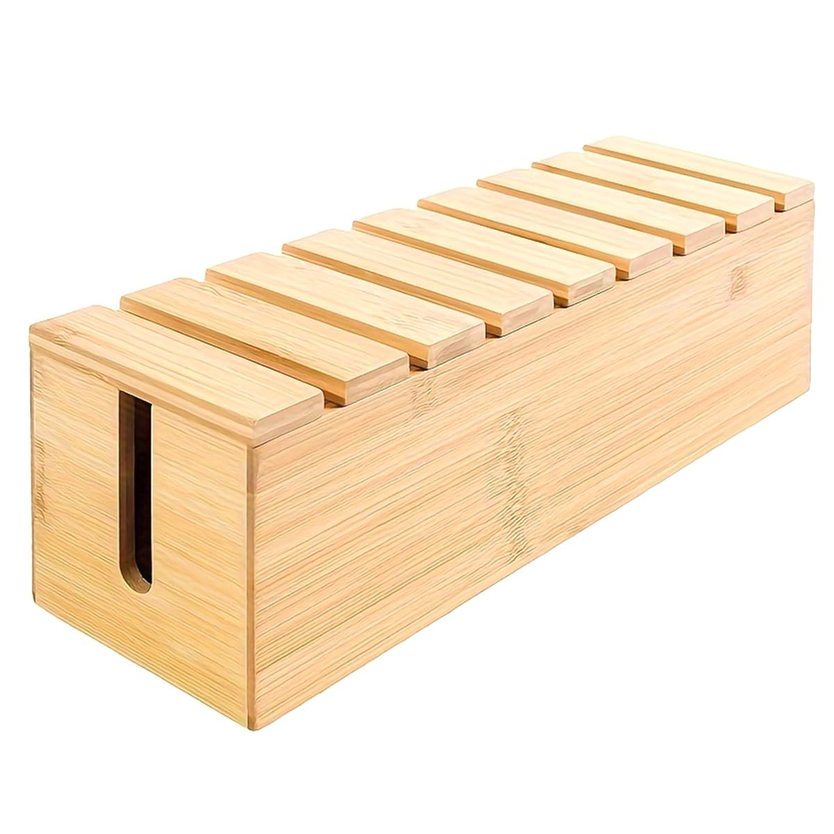 Littimoon Wood Wire Storage Box(1pc), Data Cable Organizer, Power Cable Management Sorter, Socket Computer Cable Rack