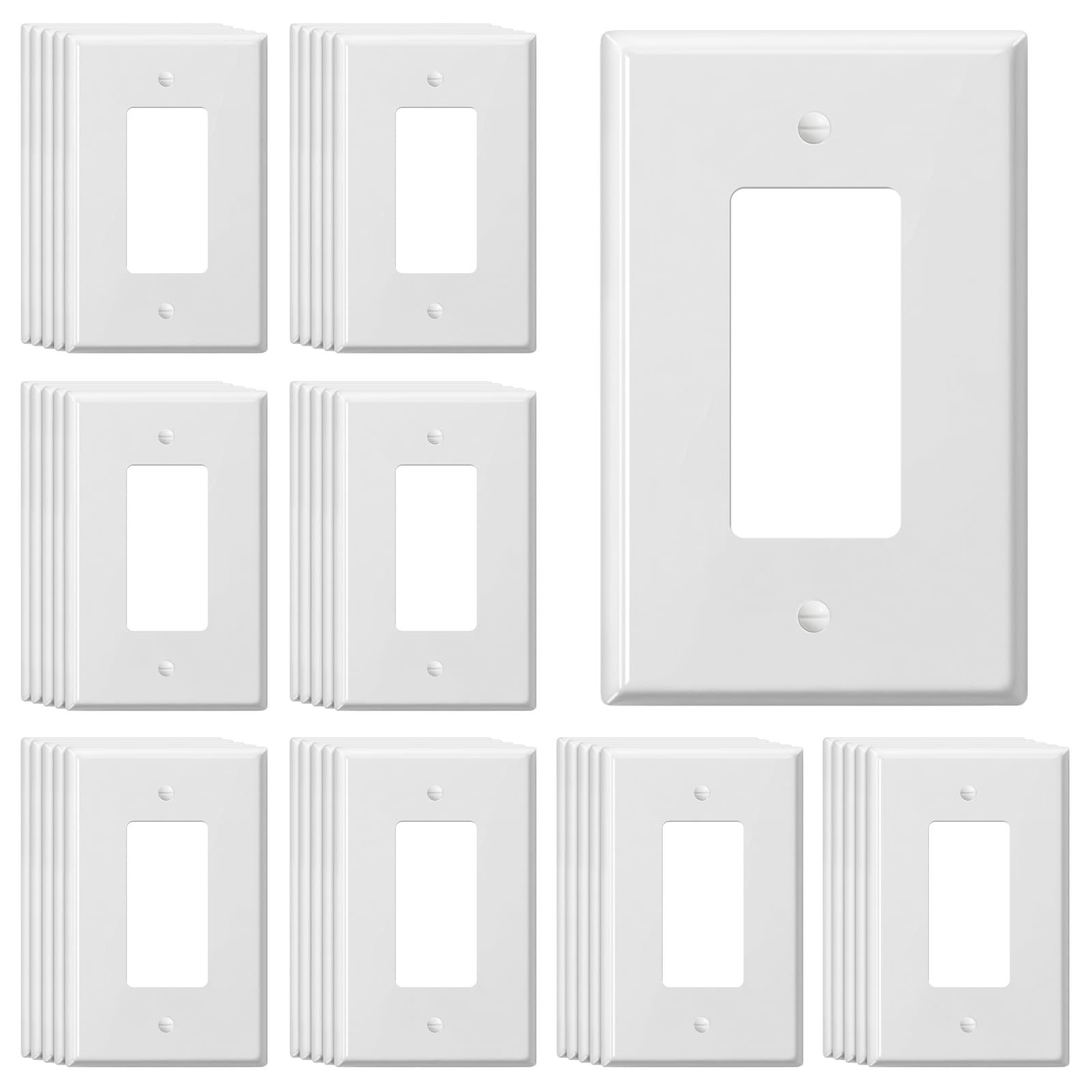 Jumbo Decorator płyta ścienna 40-pak ponadwymiarowych osłon gniazd elektrycznych, bardzo duża pokrywa wylotu, 1-krotna, ponadwymiarowa, 14 cm x 8,9 cm, przełączniki do przełączników światła, gniazd