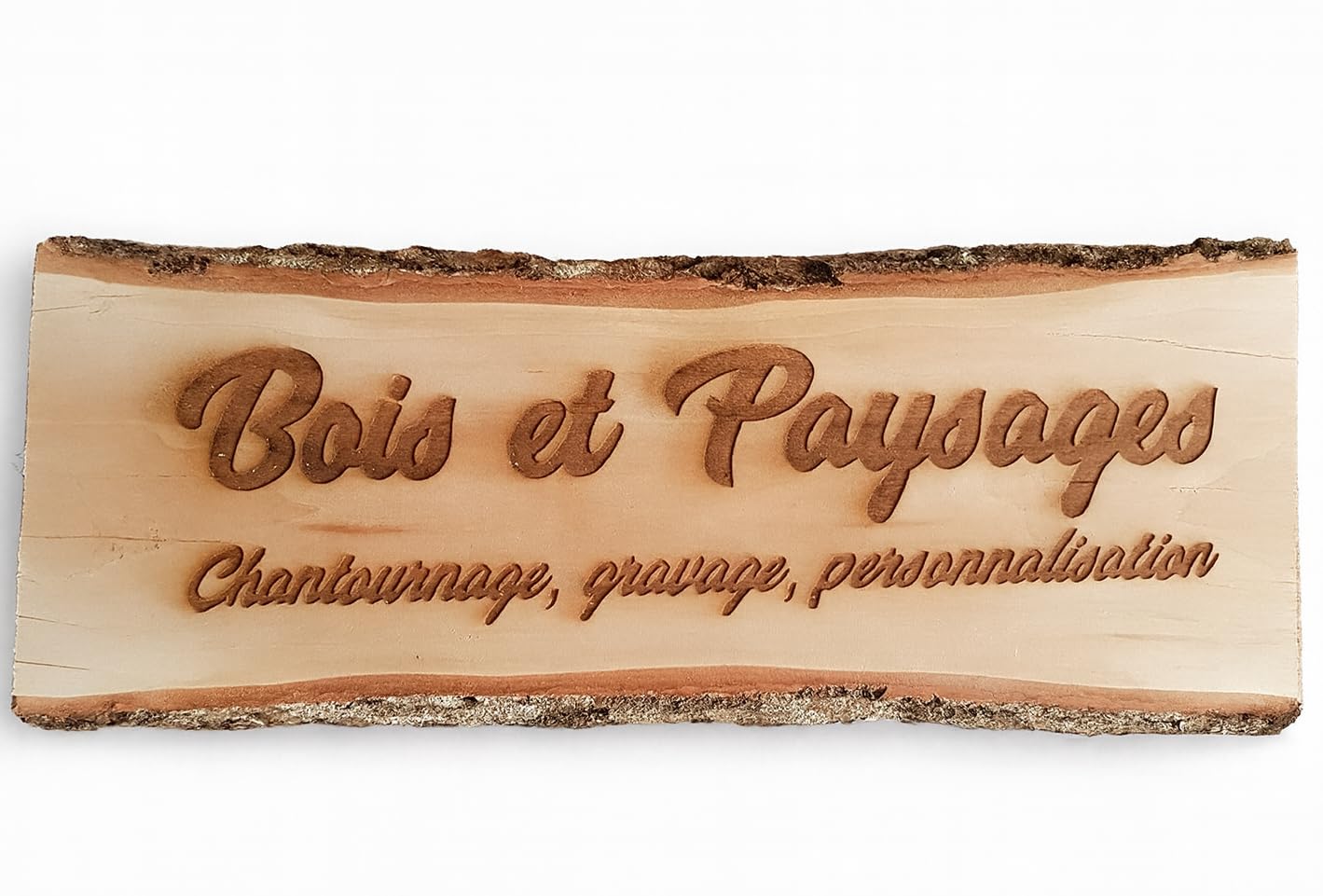 Plaque en bois gravée personnalisable - inscription au choix (citation, information, texte) - support environ 12cm x 35cm (variable selon texte).