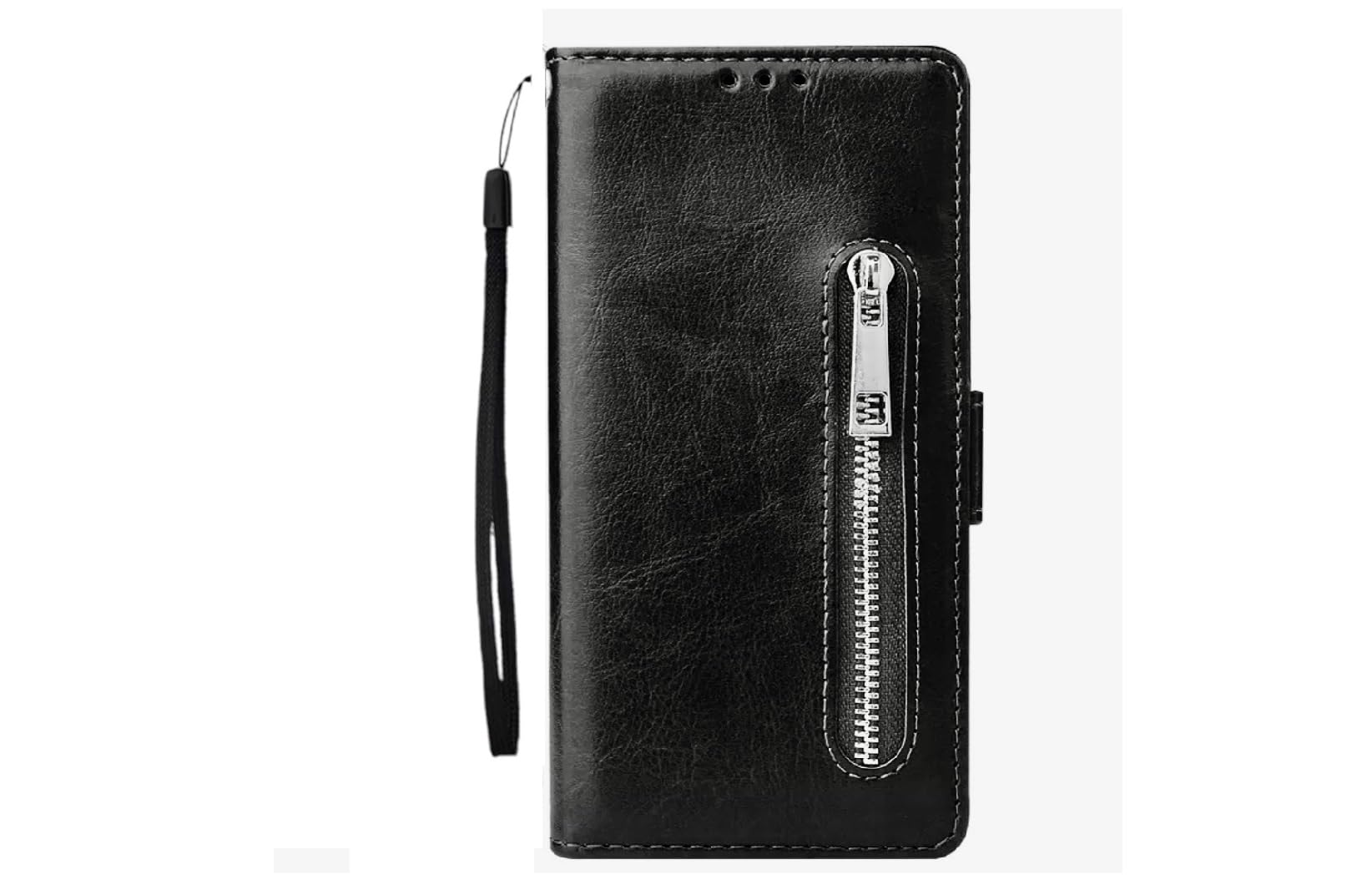 TELETEL Zipper Series Flip Mobile Cover Pu Leather | Card & Cash Pockets | Magnetic Loop | Front Zip Lock Wallet Case (Black) for Apple iPhone 14 Plus-image-20