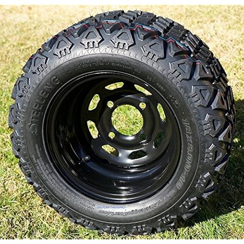 10" Golf Cart Wheels and 18x9-10 DOT All Terrain Golf Cart Tires Combo - Set of 4 (Fits All Carts!) Cover