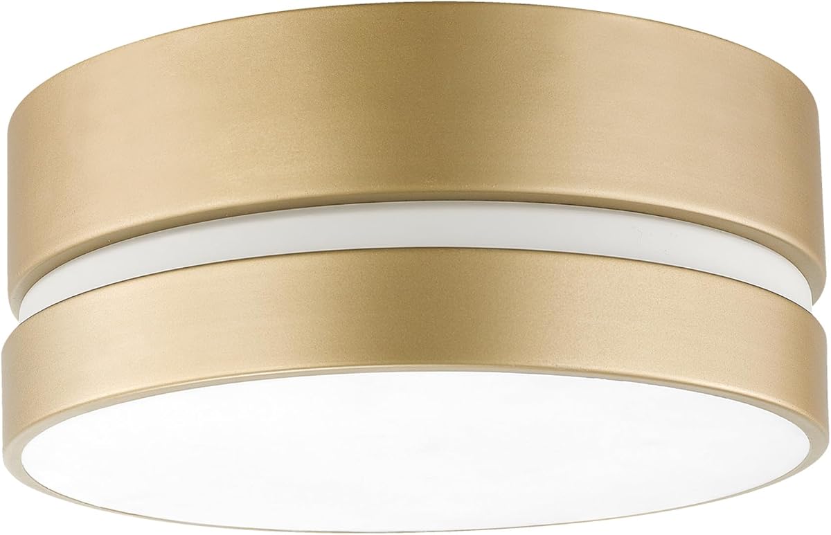 x Novogratz 60754 2-Light Flush Mount Ceiling Light Fixture, Soft Gold Finish, Inner Frosted Shade, Minimalist Lighting for Kitchen Island, Bedroom, or Dining Room, Home Decor