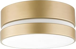 x Novogratz 60754 2-Light Flush Mount Ceiling Light Fixture, Soft Gold Finish, Inner Frosted Shade, Minimalist Lighting for Kitchen Island, Bedroom, or Dining Room, Home Decor