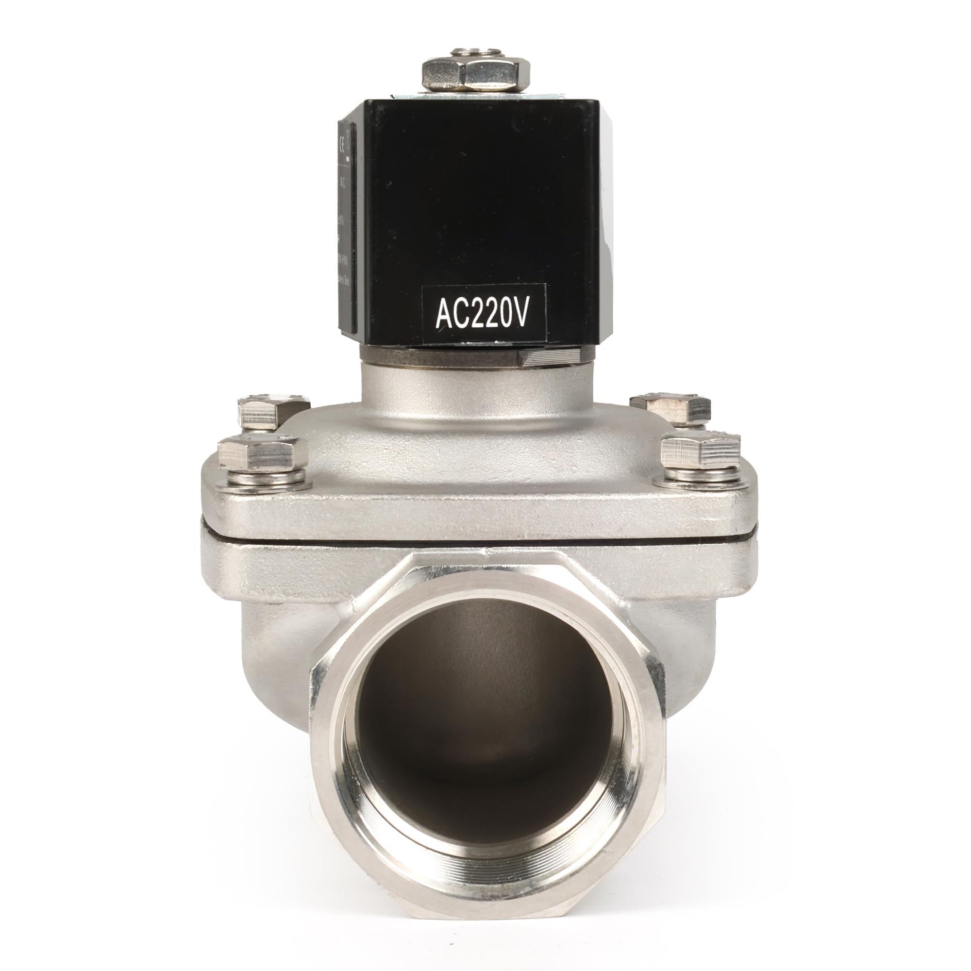 U.S. Solid Electroválvula Acero Inoxidable G 1 1/2 pulgada 220 V CA normalmente cerrada NC 10 bar, válvula eléctrica para agua, aire, diésel, queroseno, gasolina