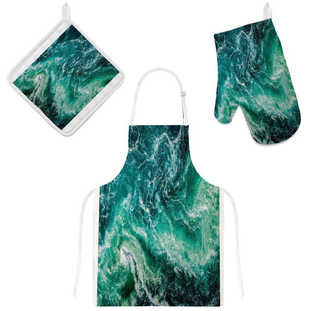 Tablier de cuisine à motif vagues pour cuisiner en famille