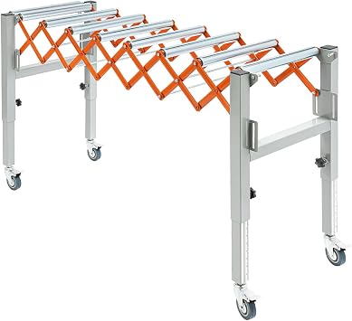Adjustable Conveyor Roller Stand, 110 Lbs Capacity Conveyor Table with Lockable Castor Wheels, Infeed/Outfeed Support Expandable Gravity Conveyor for Conveying/Transporting Various Materials