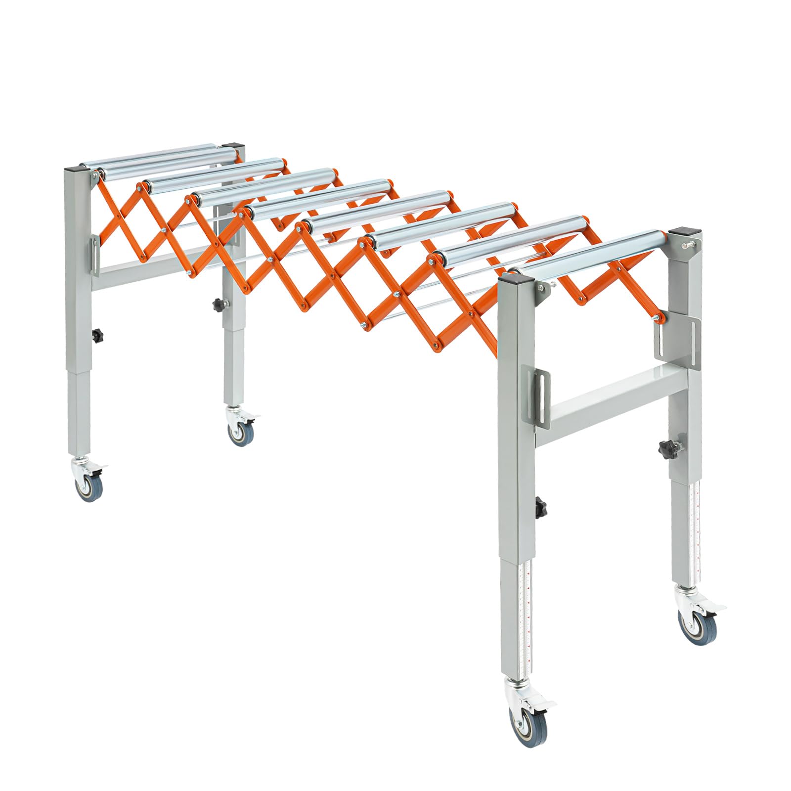Mesa de trabajo móvil ajustable con dos ganchos, transportador de rodillos para productos ligeros de transporte de 50 kg