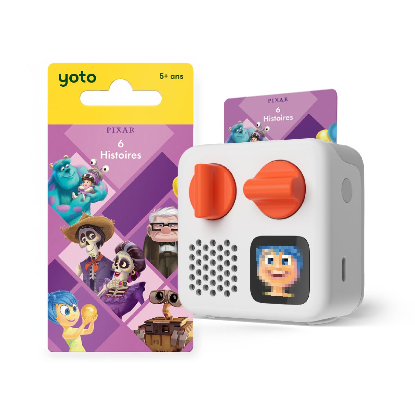 Yoto Mini Édition 2024 + Pixar 6 Histoires, Boîte à Histoires, conteuse avec veilleuse, Horloge, 5 Livres Audio français pour Enfant, Contes musicaux, imagier à écouter