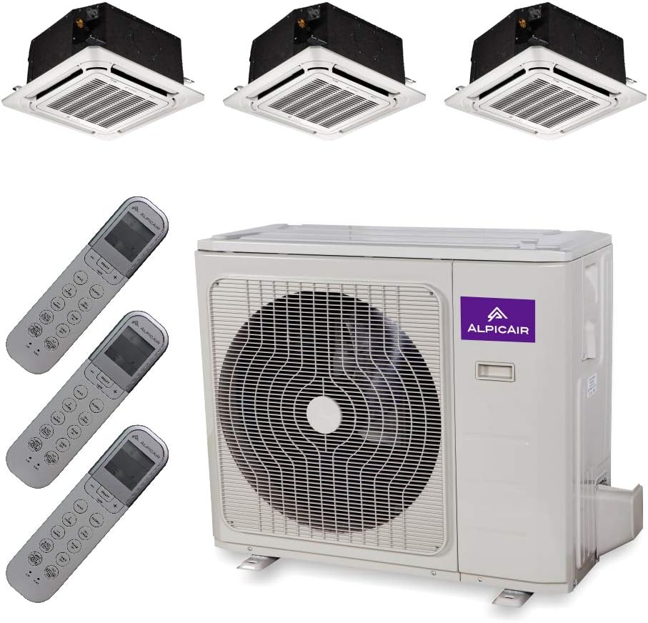 +Multi Tri-Zone 27,000 BTU Ceiling Cassette Heat Pump System (12k+12k+12k)