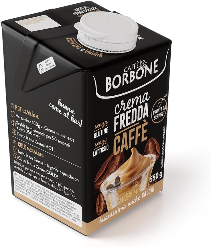 Caffè Borbone CREMA FREDDA CAFFÈ - 1 Brick 550g - Crema a base di latte con caffè solubile delattosata, UHT a lunga conservazione - Senza Lattosio e Senza Glutine - Latte e panna Italiani - Immagine 2