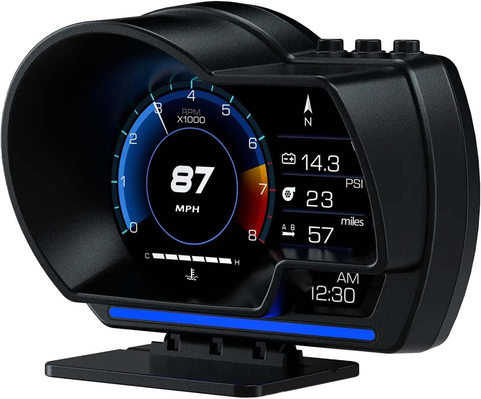 ACECARCar HUD Head Up Display, OBD+GPS Smart Gauge with Test Brake Test Overspeed Alarm HD LCD Refitting Code Table Display, Works Great for Most Cars (P6)