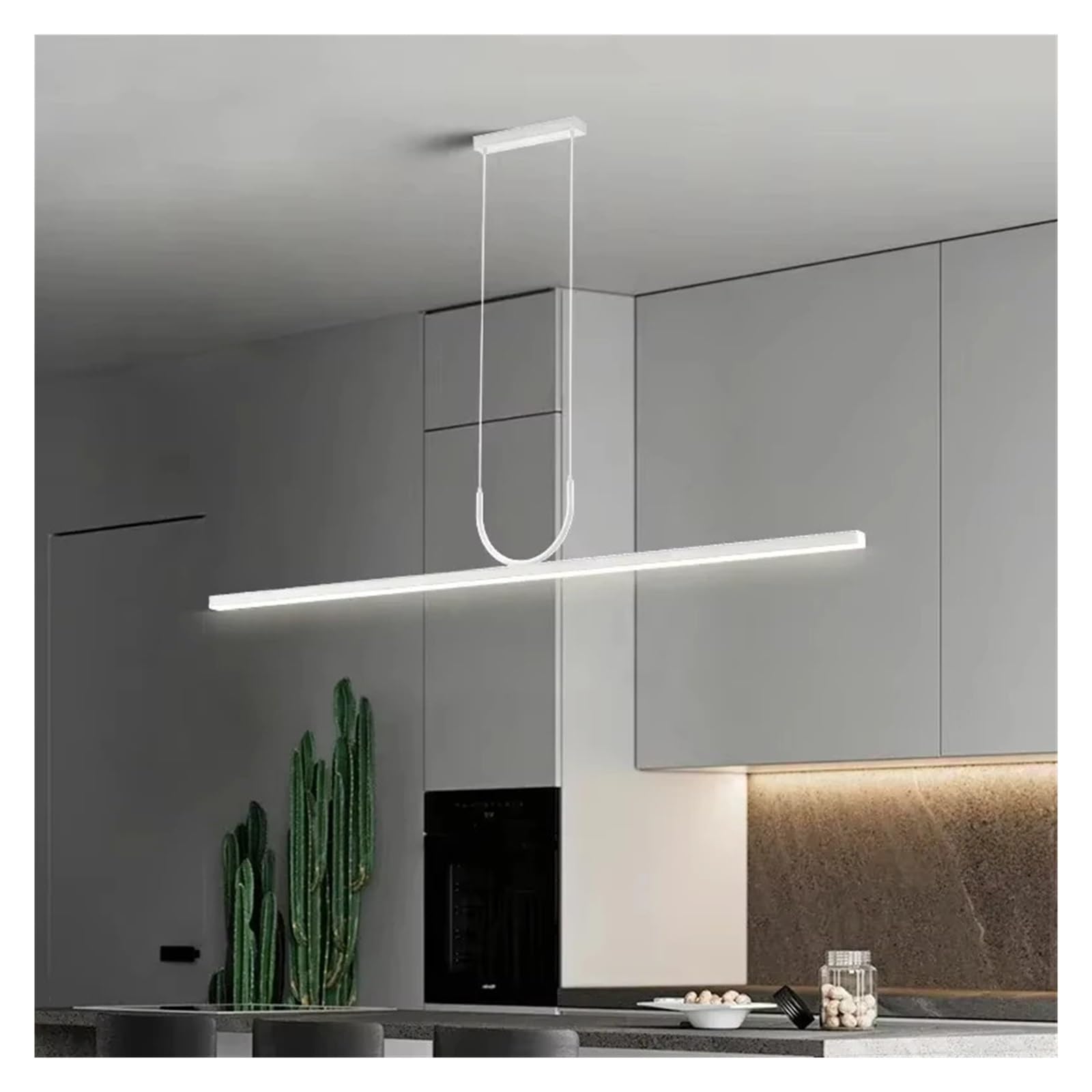 Lampadario a sospensione moderno e minimalista a LED regolabile a sospensione lunga for tavolo da pranzo, lampada a sospensione a isola della cucina