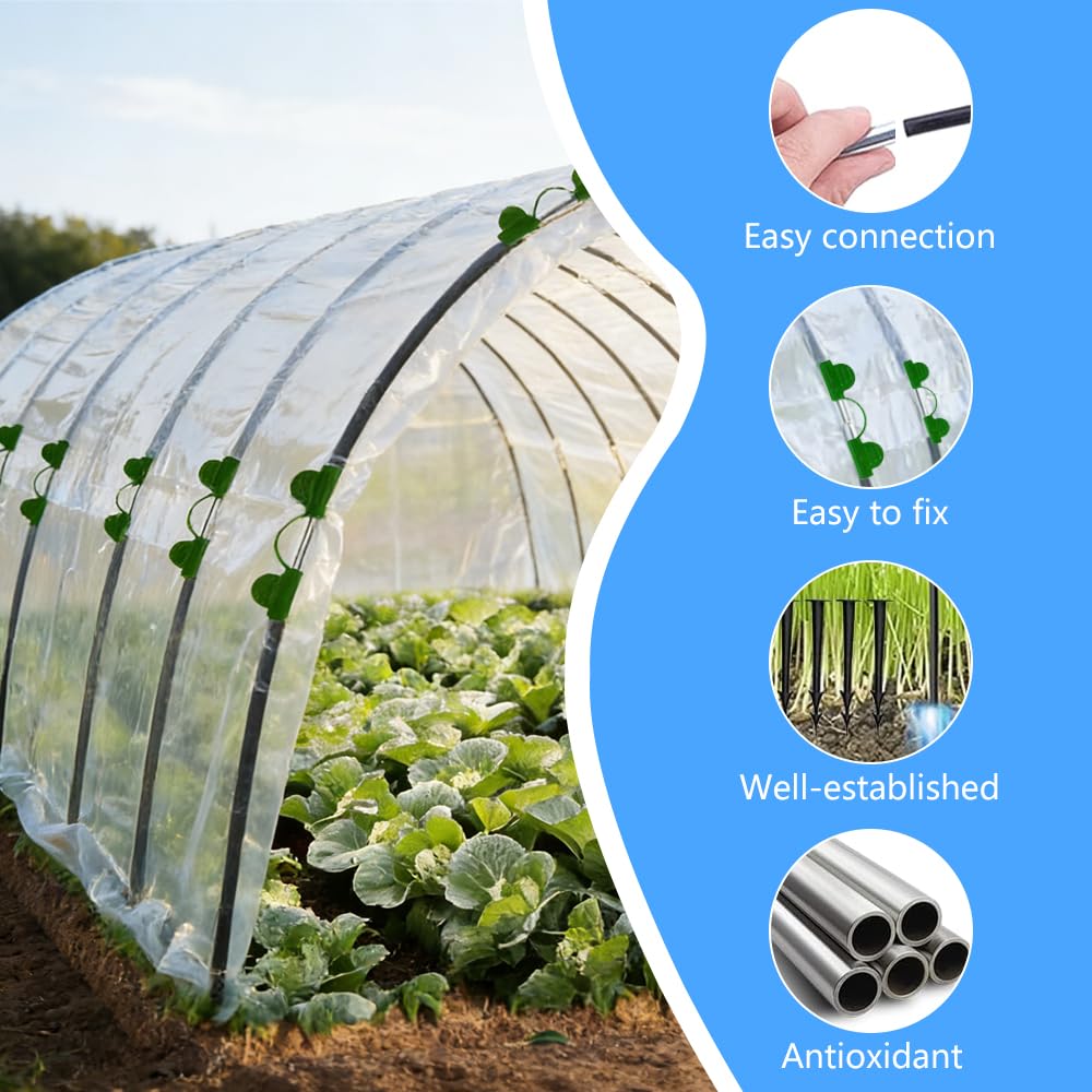 Arcos para Invernadero, 30 Piezas Neumáticos de Invernadero, Túnel para Plantas, Aros de Soporte de Jardin con Pinchos y Clips, para Cultivar Túneles, para Protección de Plantas