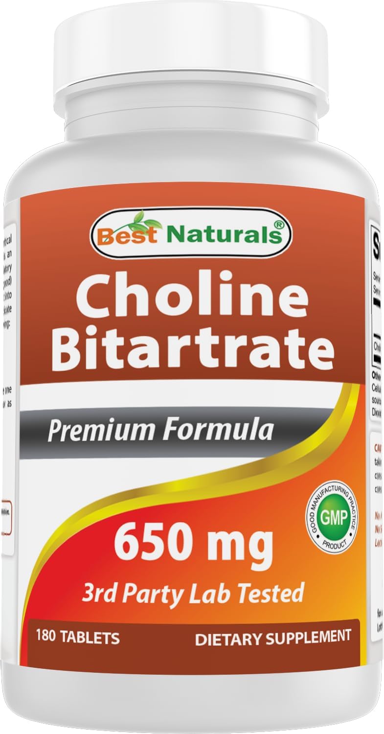 Best Naturals Choline 650 mg 180 Tablets (180 Count (Pack of 1))