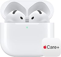Apple AirPods 4 Wireless Earbuds, Bluetooth Headphones, with Active Noise Cancellation, Adaptive Audio, Transparency Mode, Personalized Spatial Audio, USB-C Charging Case with AppleCare+ (2 Years)