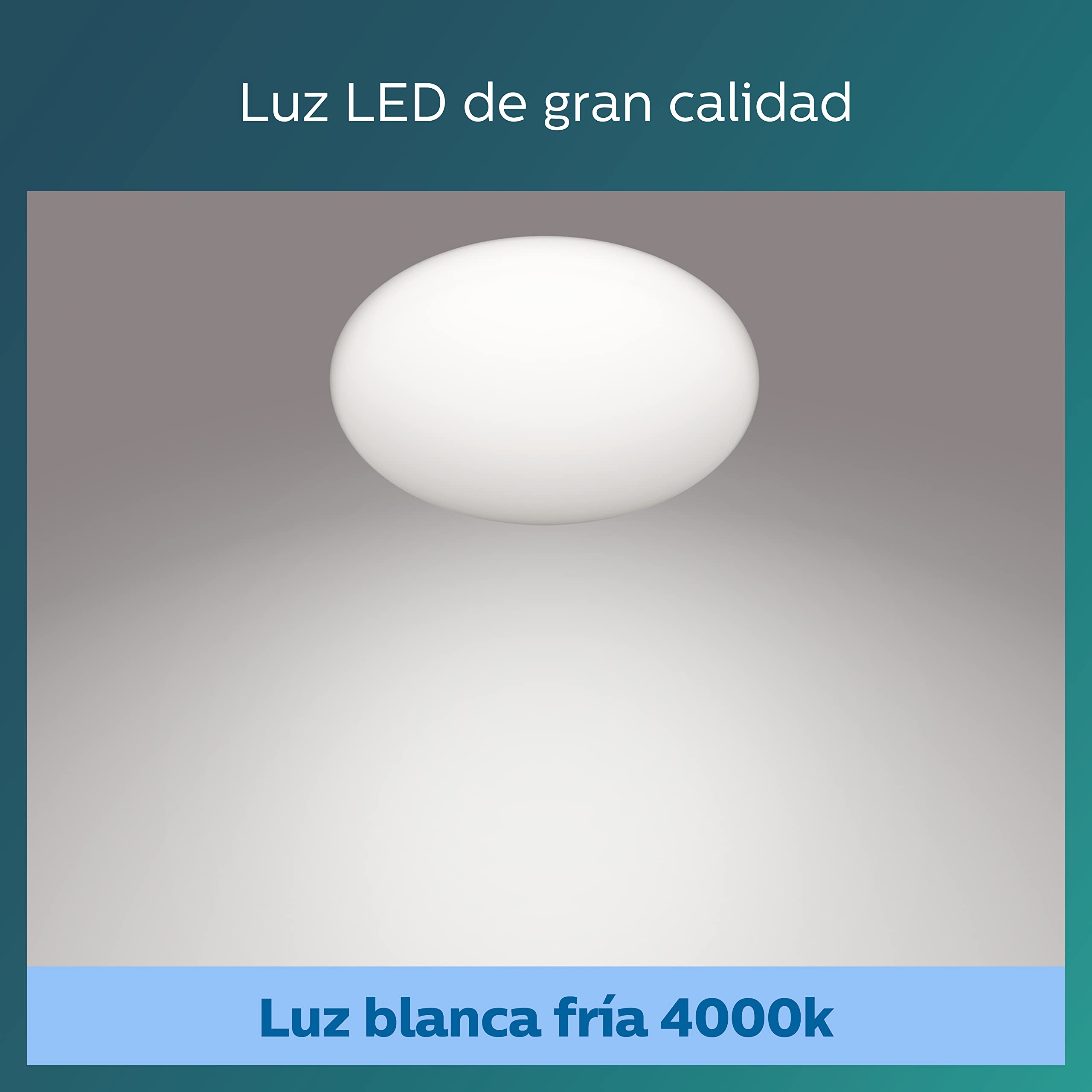 Philips - Plafón Philips Shan, lámpara LED de techo funcional, color blanco, luz blanca fría, 12W - 40K
