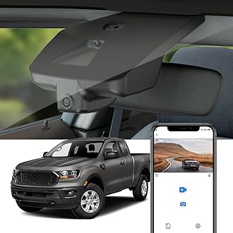 Fitcamx 4K Dash Cam Suitable for Ford Ranger 2019-2023 XL XLT Lariat (Has Rain Sensor), OEM Factory Look, UHD 2160P Video, Built-in WiFi & APP, Loop Recording, G-Sensor, Easy to Install, 64GB Card