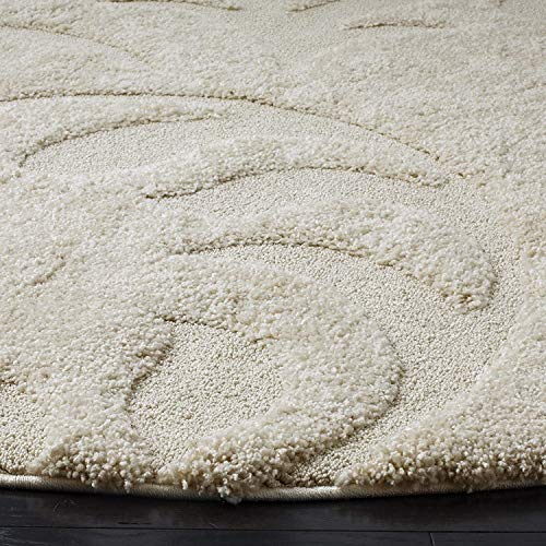 Image of Handwoven Microfibre 3D Rug for Living Room (Ivory & Ivory, 10 X 10 Feet (Round), Microfibre)