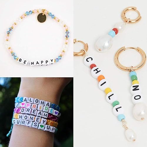 Miniatura 6 de Kit de 7600 pulseras de la amistad que incluye 6000 cuentas de cristal de 0.157 in y 1600 cuentas de letras para hacer pulseras, fabricación de