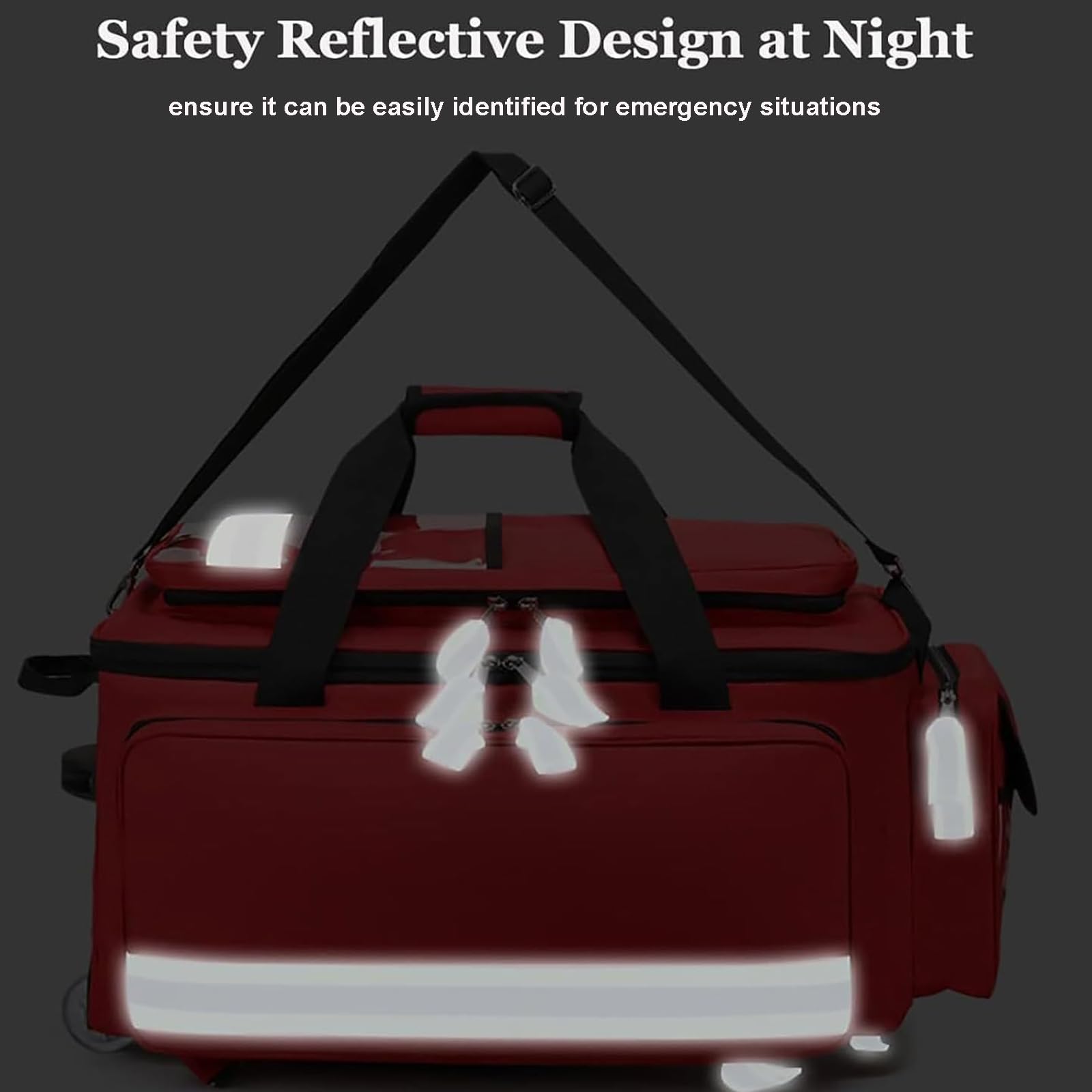 Trolley medico kit di salvataggio di emergenza con tasche multiple e scomparti per escursioni all'aperto, grande capacità per professionisti della salute, EMT e medici