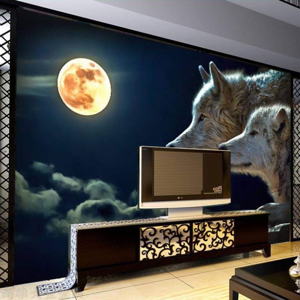 Decoration Wallpaper 3D Night Moon Animal Wolf Background Lining Murals 3D Living Room Bedroom Bedro Non-Woven Silk Custom 3D Wallpaper Paste Living - View #14