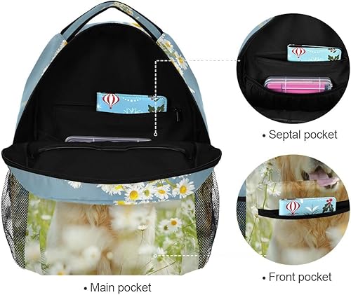 Miniatura 5 de Pfrewn Mochilas infantiles para niñas y niños, lindos animales, mochila escolar para estudiantes escolares, dorado Retriever Dog, Mochilas Daypack