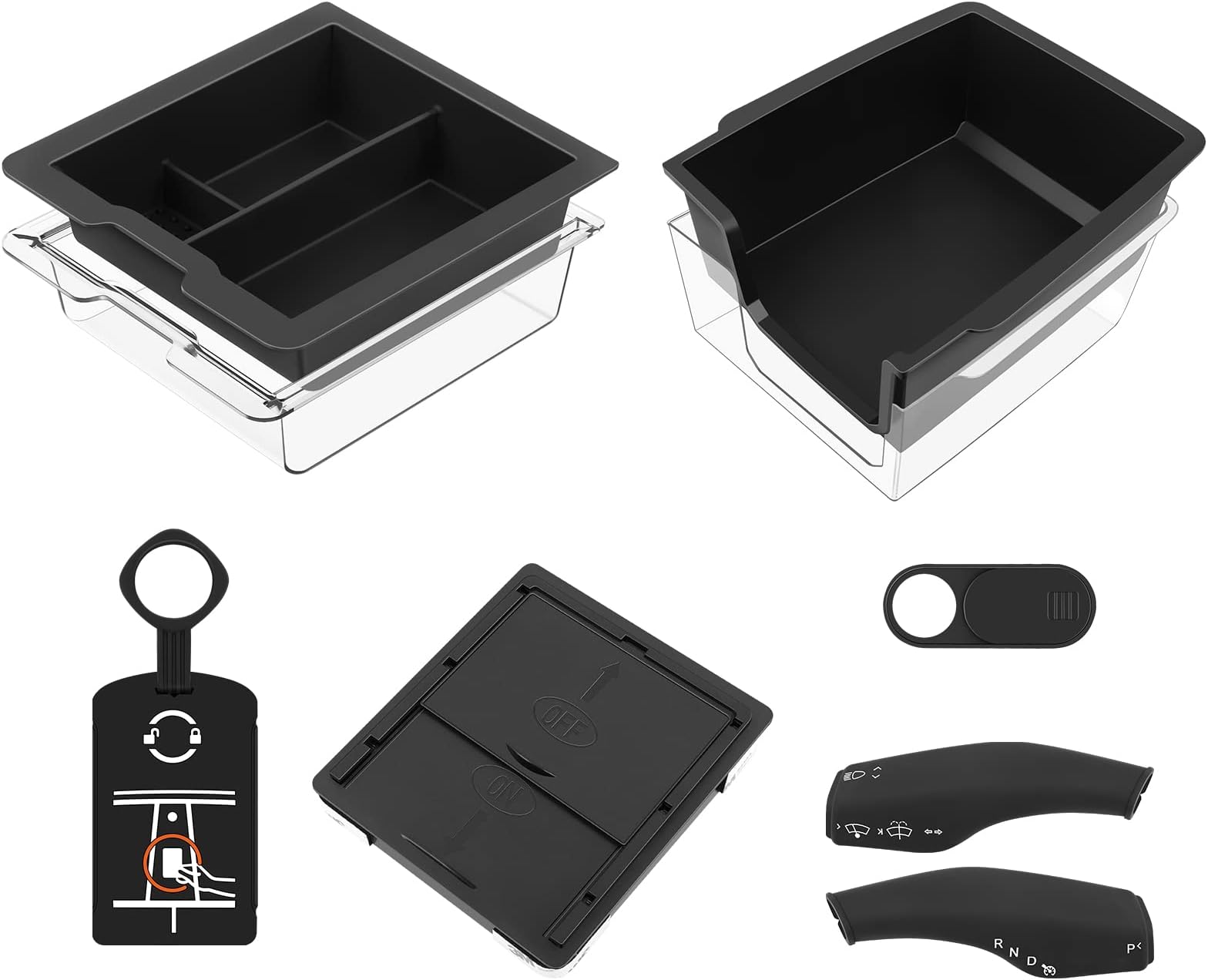 6PCS Upgraded for Tesla Model Y Accessories Center Console Organizer Tray Armrest Storage Box for 2021-2023 Tesla Model Y & Tesla Model 3 (Black)