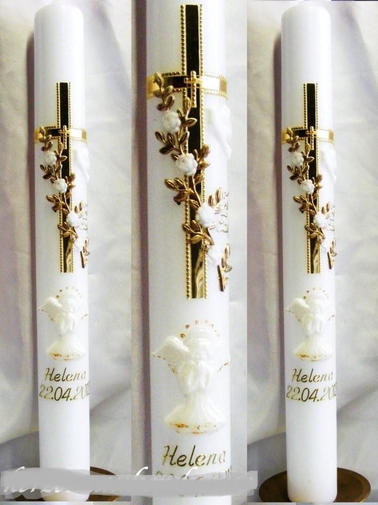 VT-158 Christening Candle, Communion Candle, Boy, Girl, 400 / 40 mm, including Accessories for Self-Labelling