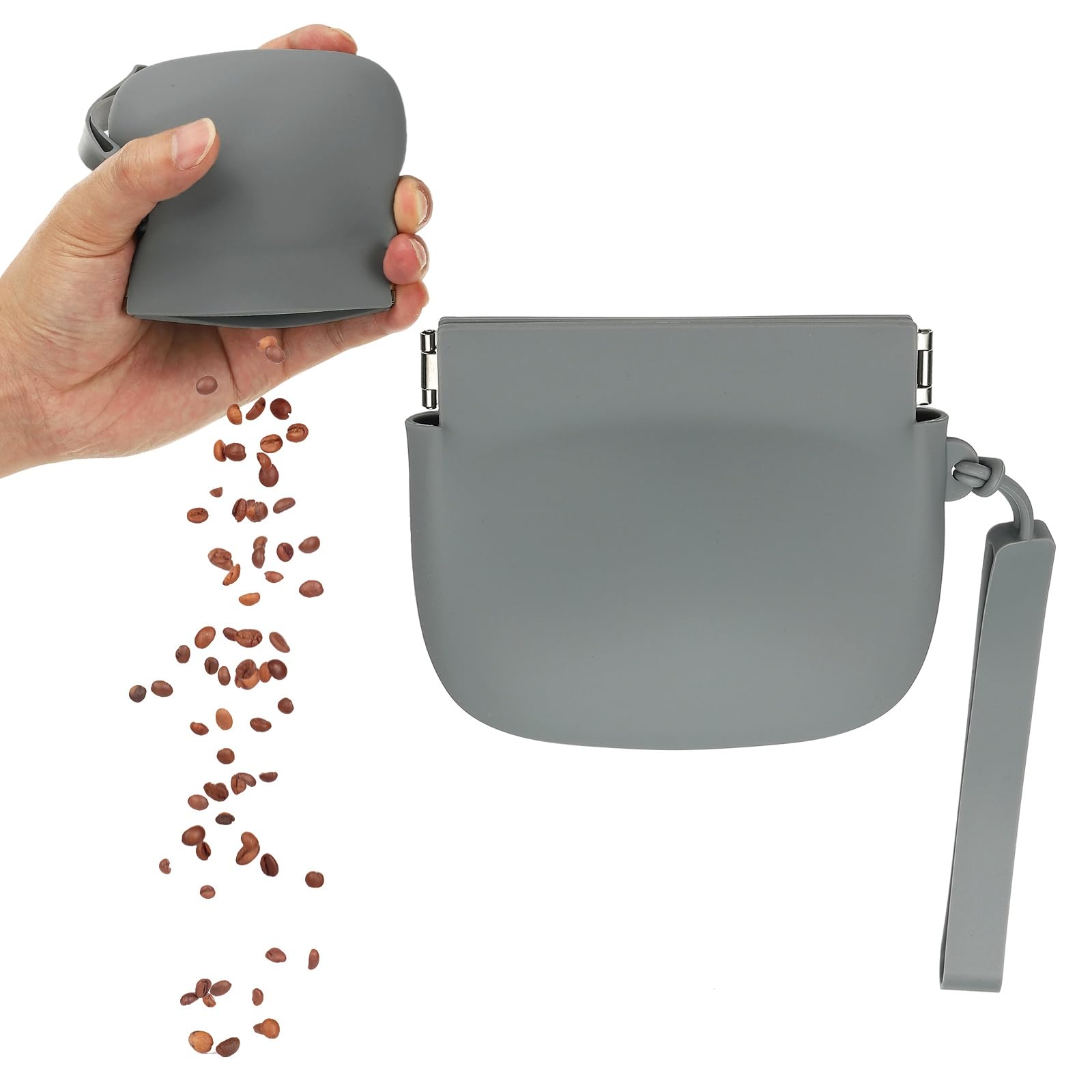 Muiltvoe Silicone Dog Treat Pouch, Auto Closure, Pocket Size, Portable Walking Bag for Dog and Cat 4x3 Inch (Beige, 1Pcs), Intended for Pet Travel/Training/Walking