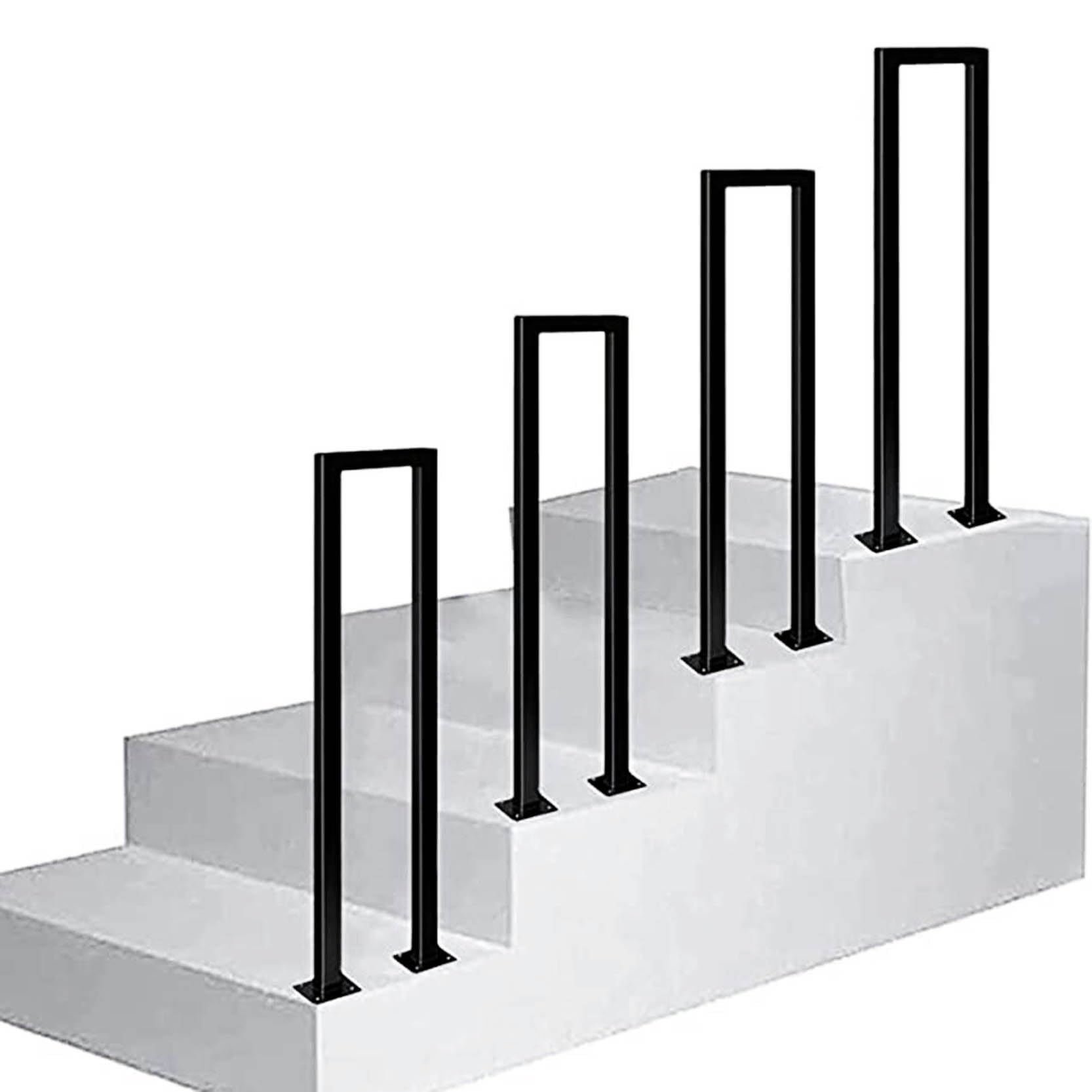GLDYTVF U-Shaped Stair Handrail,Safety Non-Slip Wrought Iron Square Railing, Black Decorative Attic Banister Hand Rail,for Indoor Outdoor Garden Stair Railing,Easy to Install(Size:65cm/25.