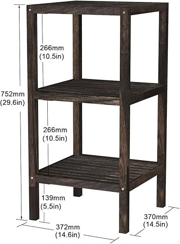 Miniatura 3 de INTERBUILD REAL WOOD Estante de almacenamiento de 3 niveles, madera de acacia, 29.6 pulgadas de alto x 14.6 pulgadas de largo x 14.5 pulgadas de