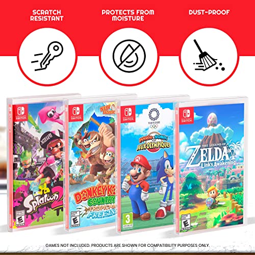 Image of Game Box Case Compatible with Nintendo Switch Games, 0.35MM Clear PET Video Games Switch Accessories - Lego Marvel Superheroes, Super Mario Brothers, Sonic Mania (25 Pack)