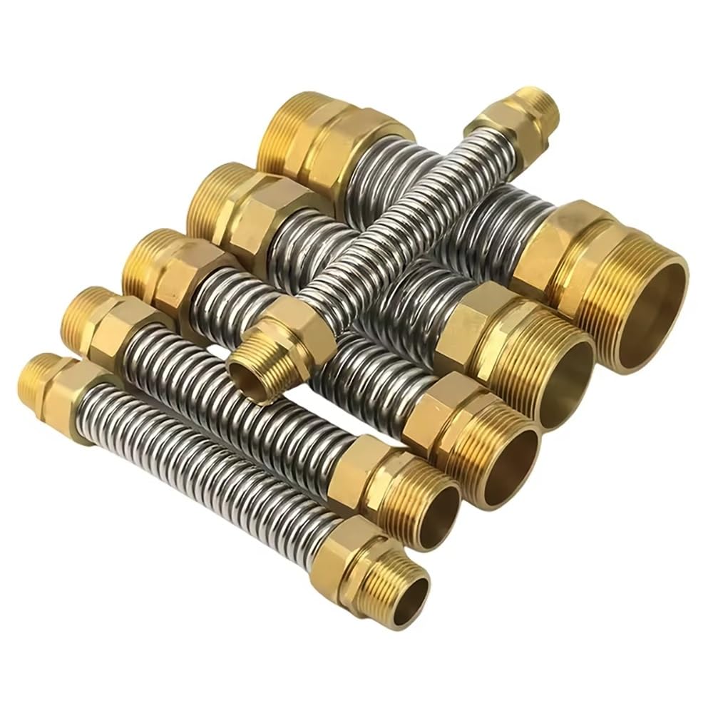 Connettore Flessibile A Soffietto Metallico Con Testa In Rame, Tubo Filettato BSP In Acciaio Inossidabile 304 for Fan Coil E Fornitura Idrica CA Centrale, 1 Pezzo(2" (DN50),50cm)