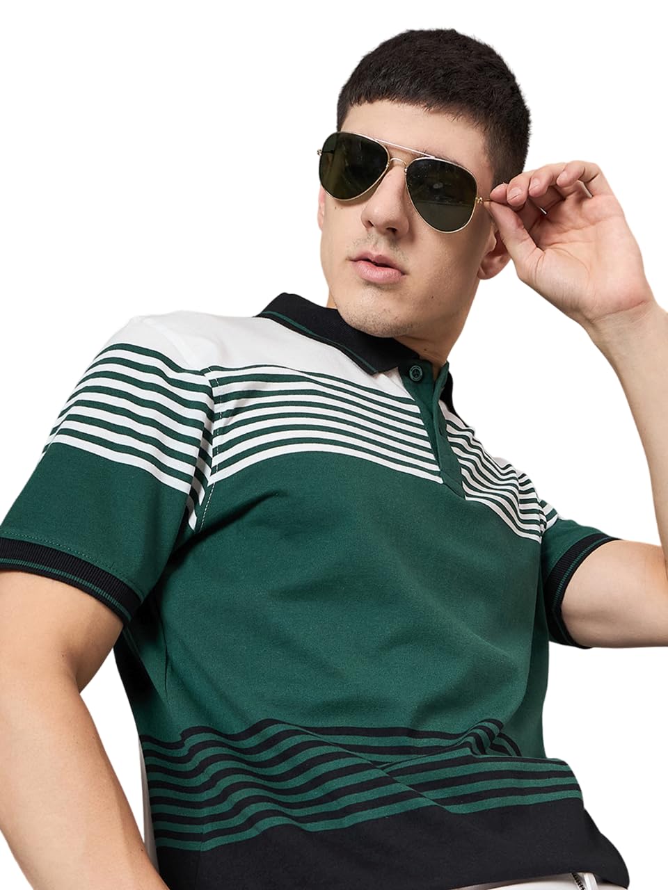 Men's Cotton Polo T Shirt | Polo Neck Collared Tshirts | Half Sleeve Solid Casual T-Shirt with Horizontal Strip | Regular Fit | T-Shirt for Men-image-49