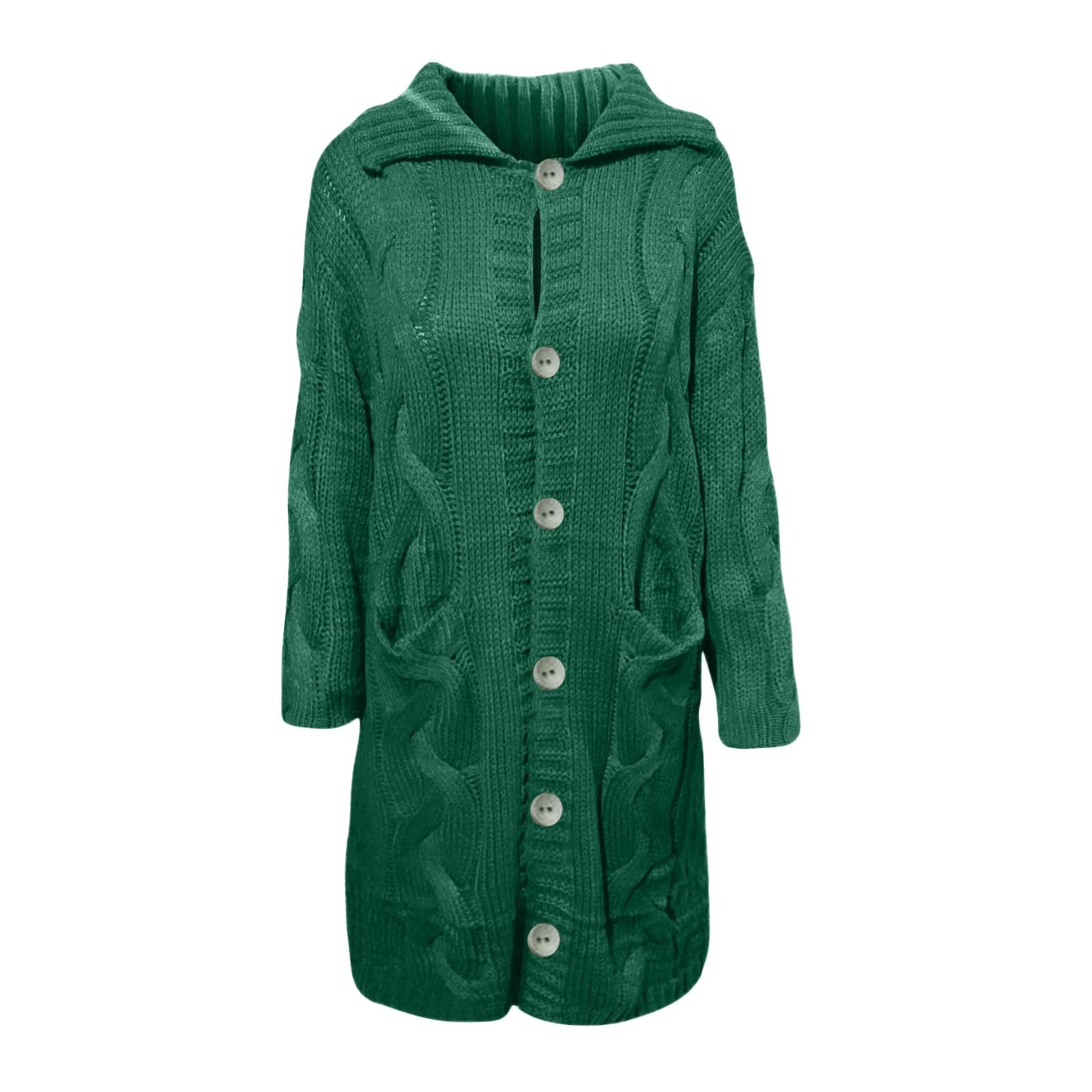 Generisch Chaqueta de punto gruesa ligera para mujer, cárdigan largo de punto grueso, cuello en V, chaqueta informal de otoño, chaqueta de entretiempo, chaqueta de entretiempo holgada, abrigo de punto