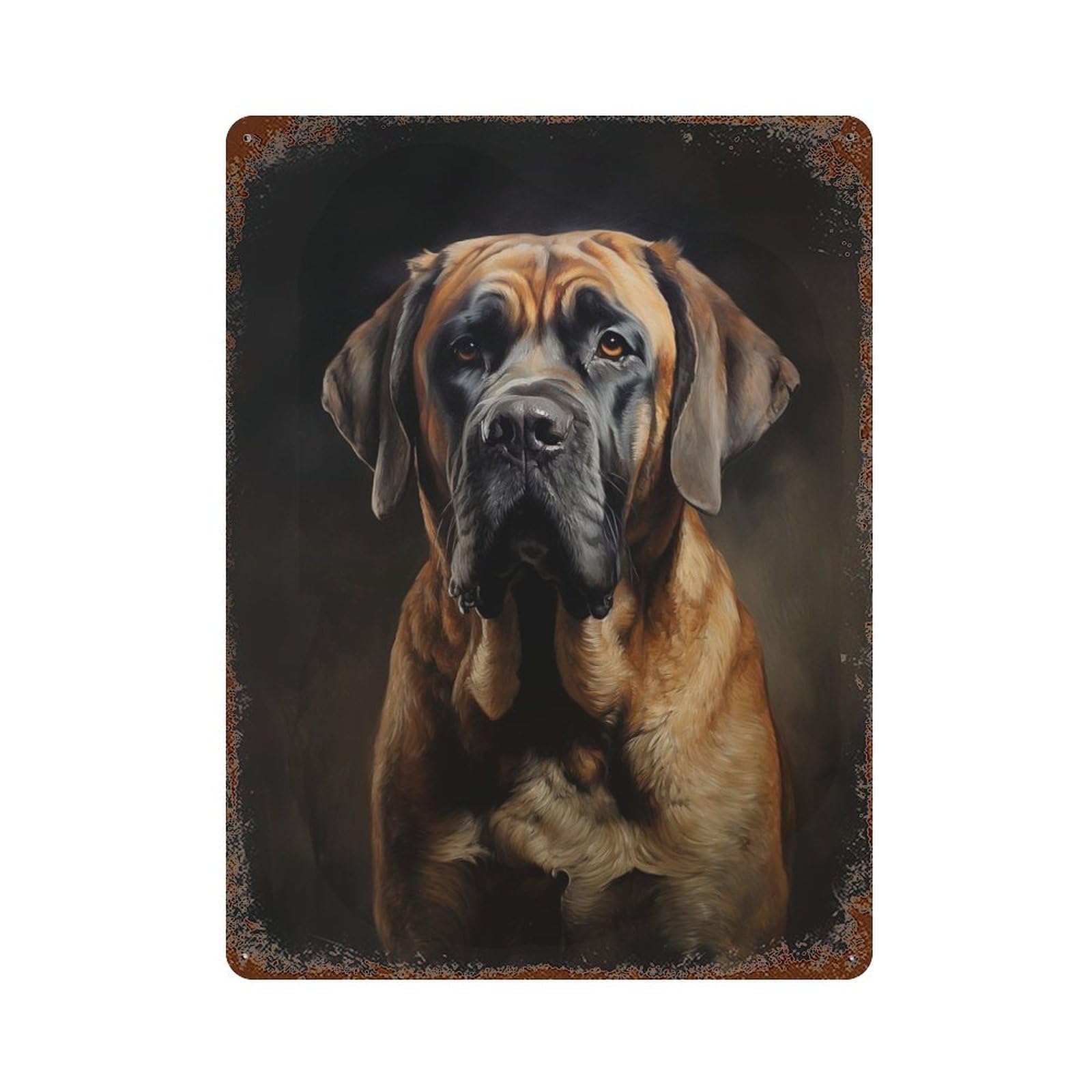 Vintage Rust Metal Sign with English Mastiff Design 15.7"x11.8", for Shed, Workshop And Garage Wall Decor, Retro Wall Decor
