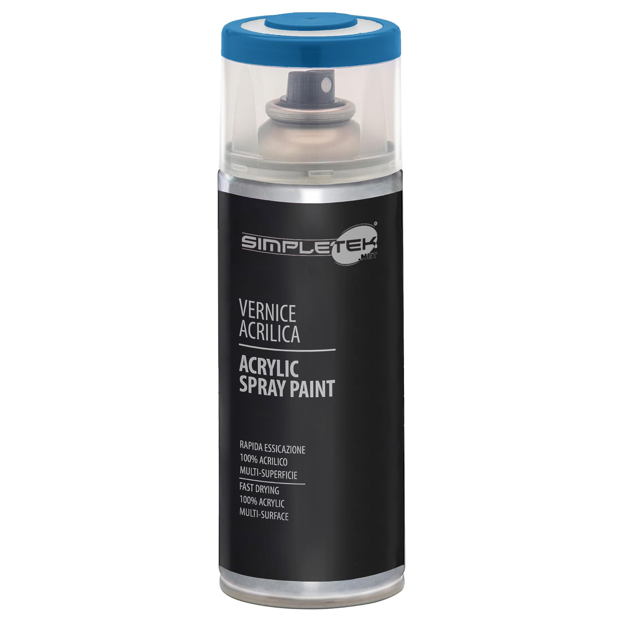SIMPLETEK - 6X Bomboletta Vernice Spray Acrilico Blu Capri RAL 5019 Universale Multimateriale Rapida Asciugatura Interni Esterni 400ml (kit 6 pezzi)