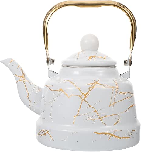 Marble Pattern Enamel Tea Kettle, 1.7L Stovetop Water Kettle for