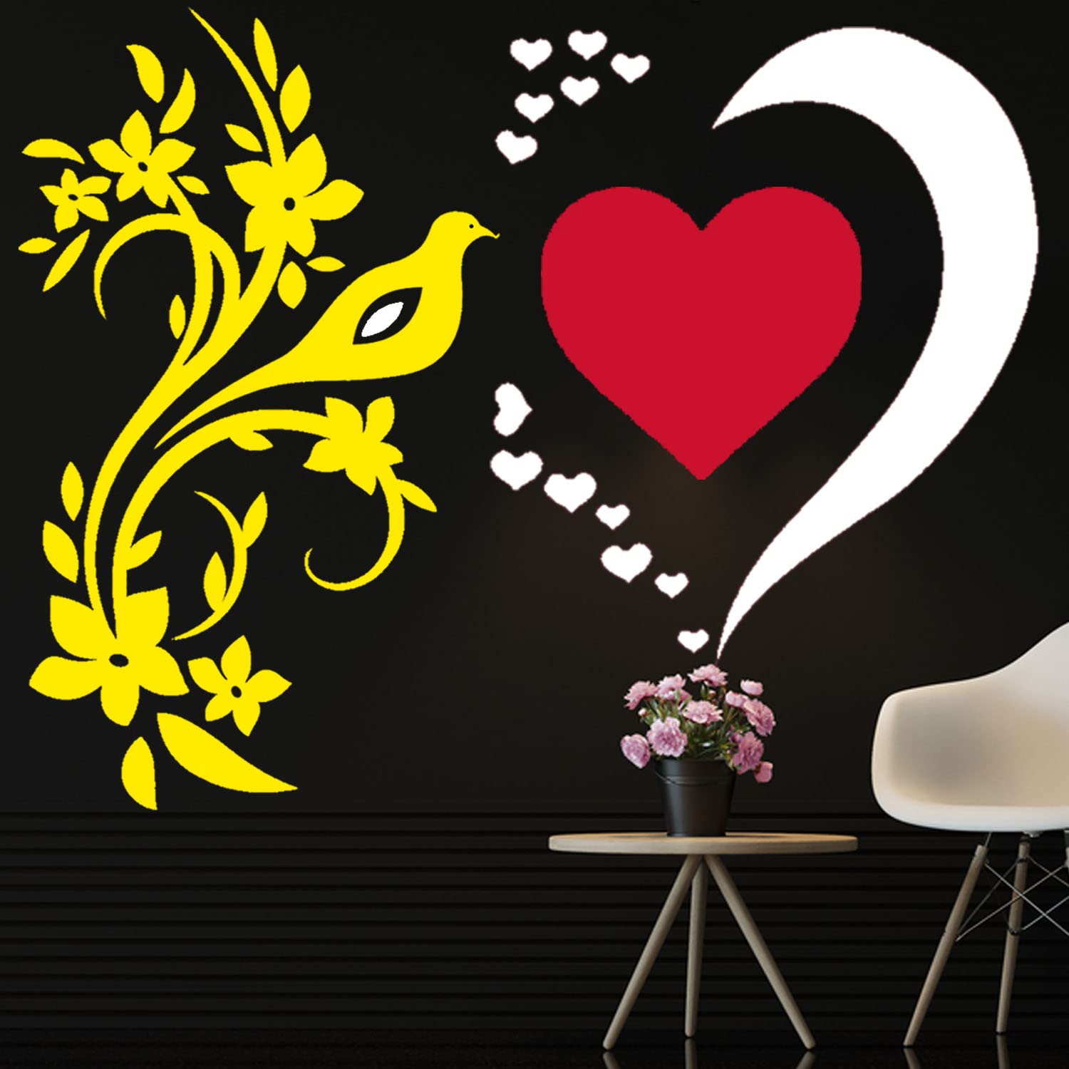 ARandNJ Combo Stencil for Wall Painting (Size:- 16X24 Inch) Theme:-"Falling Heart & Talking Bird "DIY Reusable Painting Design Suitable for Bedroom,Living Room Entrance (Pack of 2)