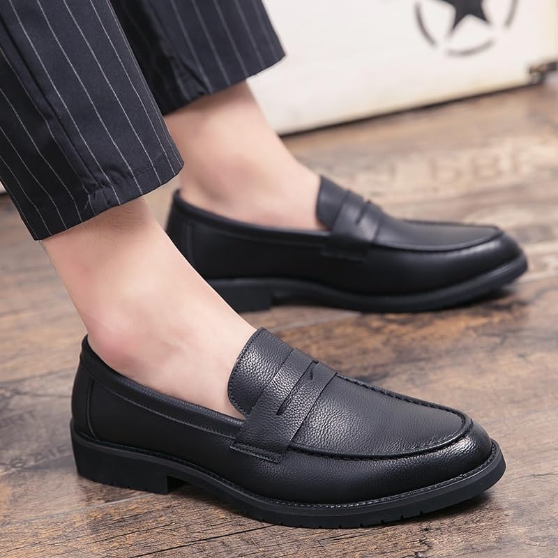 Men's Dress Oxford Formal Shoes Casual Low Top Office Business Plain Toe Slip-on Synthetic Leather3