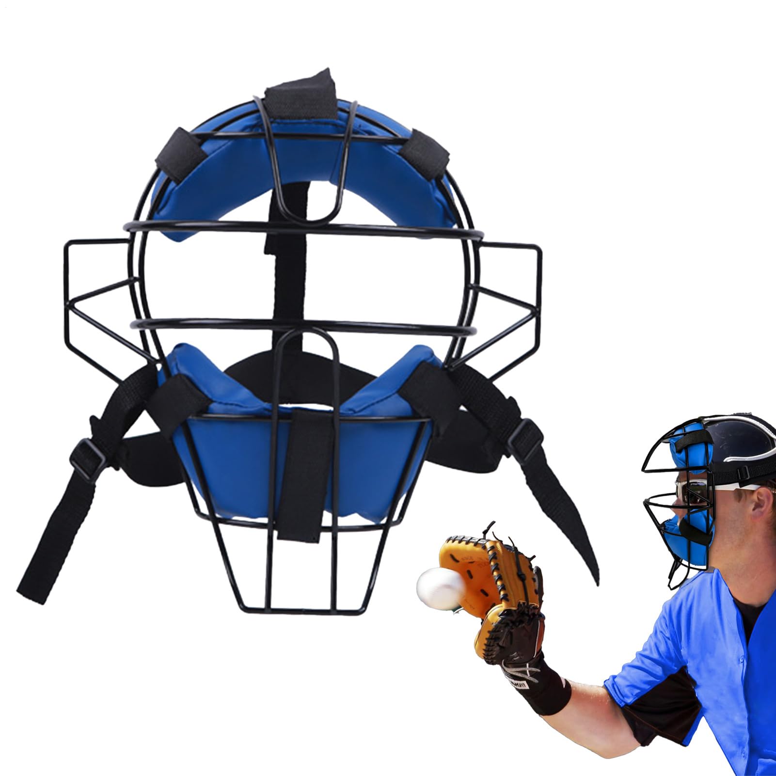 Baseball-Catcher-Maske, Schiedsrichter-Gesichtsmaske | Verstellbare Vollgesichtsschutzmaske - Die traditionelle Baseball-Schiedsrichtermaske aus hohlem Stahl mit bequemer Passform bietet maximalen Sch