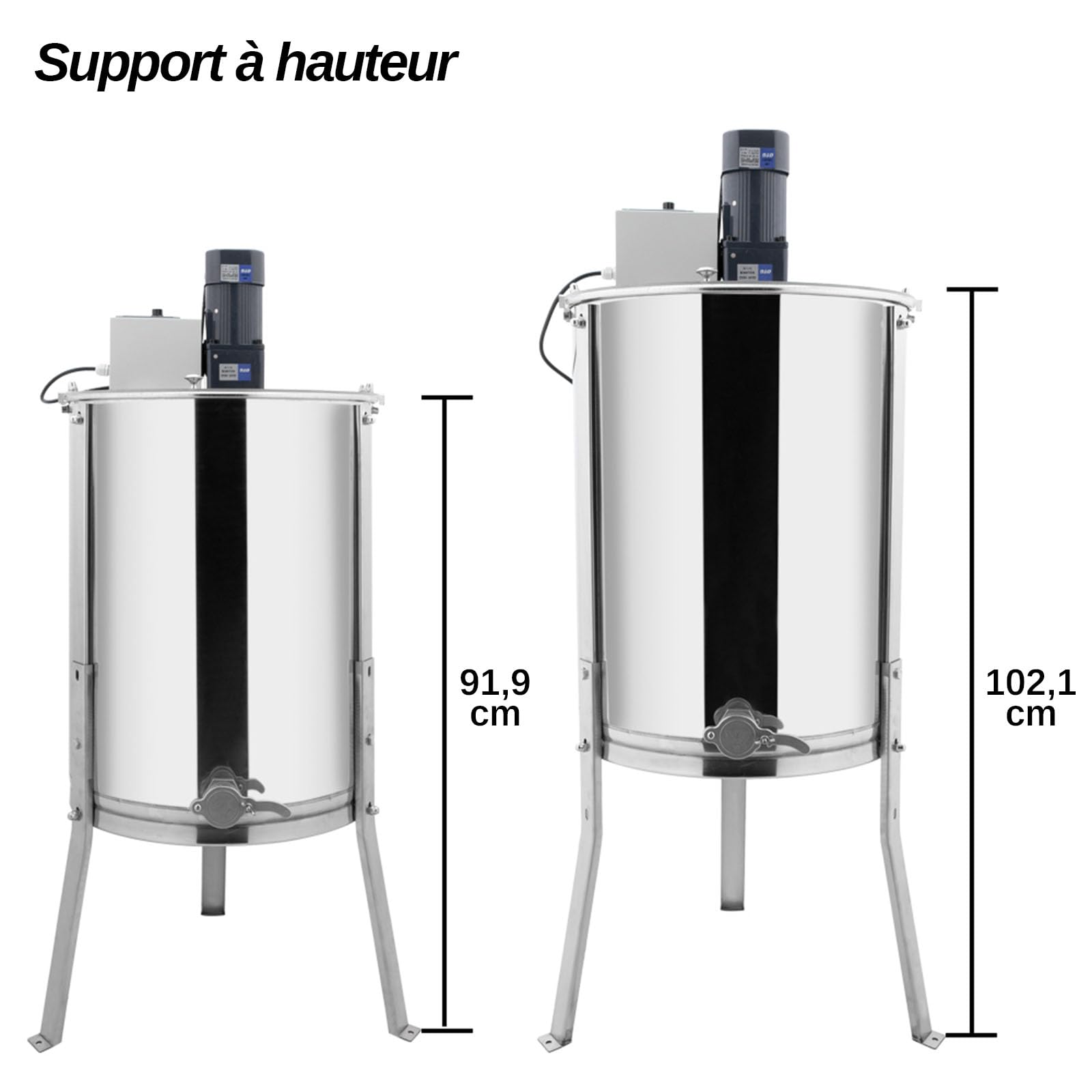 Bonnlo Extracteur de Miel Électrique 4 Cadres 110V 120W, Centrifugeuse Séparateur Miel en Acier, Équipement d'Apiculture à Moteur Professionnel, 115 x 61 x 61 cm