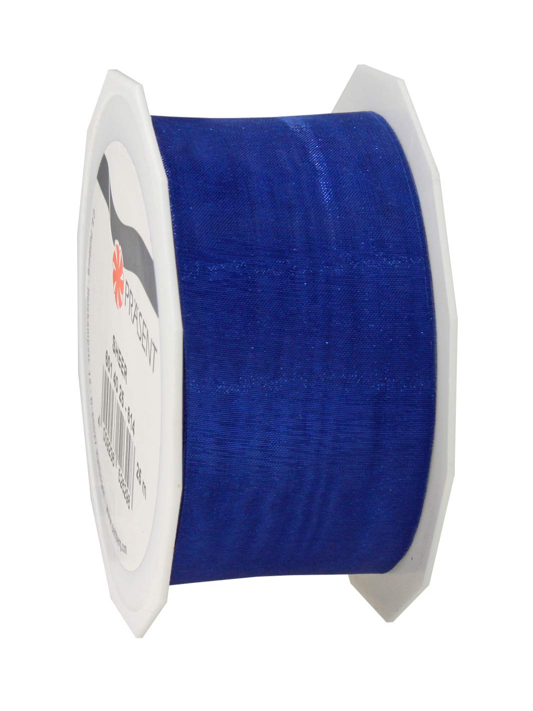 PRÄSENT Organza Ribbon, Polyester, Royal Blue, 40mm-25m