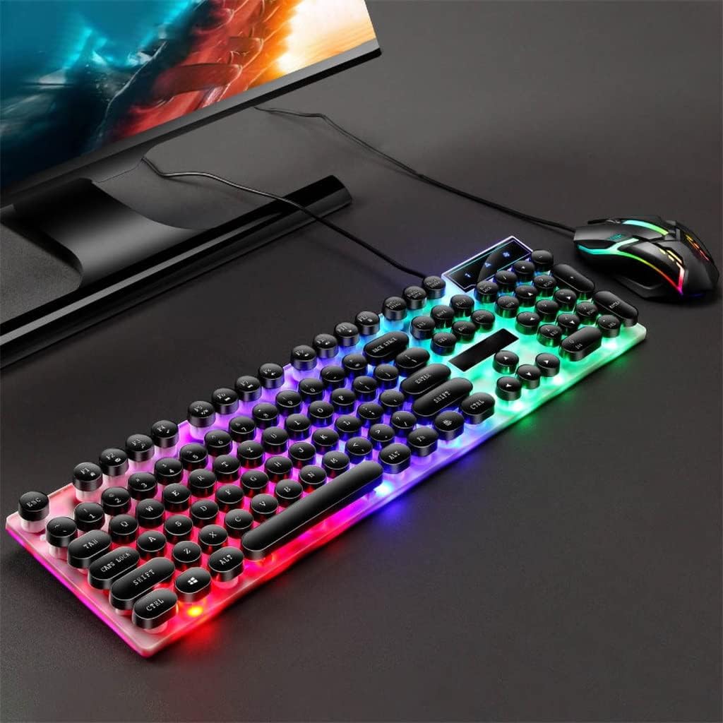 Keyboard Luminous Gamer Mouse Keyboard Mouse Combo Set Led Backlight for Notebook Laptop Mac Desktop Mechanical Keyboard (Color : A) (B)