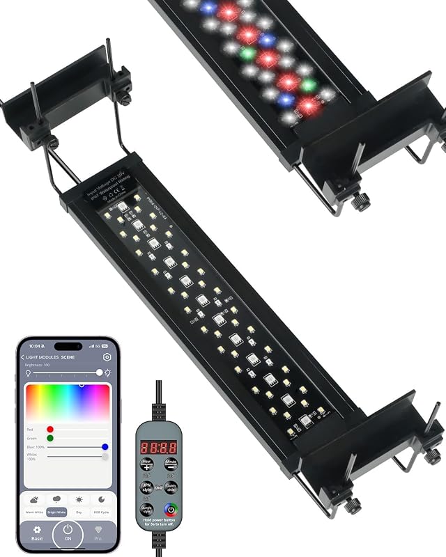 Luminária LED para Aquário com Bluetooth e Espectro Completo Pawfly 14 W para 30,48–45,72 cm