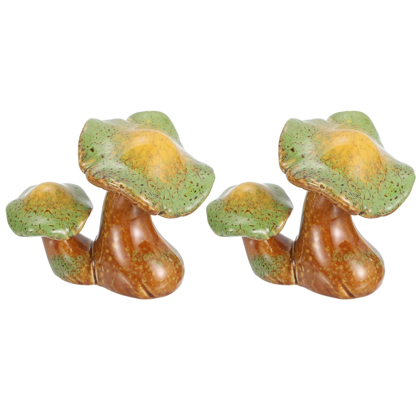 QUARKZMAN 2 Stück Toilettenbolzen-Abdeckungen, Keramik – Pilz-Design in Gelb-Grün, Deko-Kappen 11x7x9,2 cm fürs Badezimmer