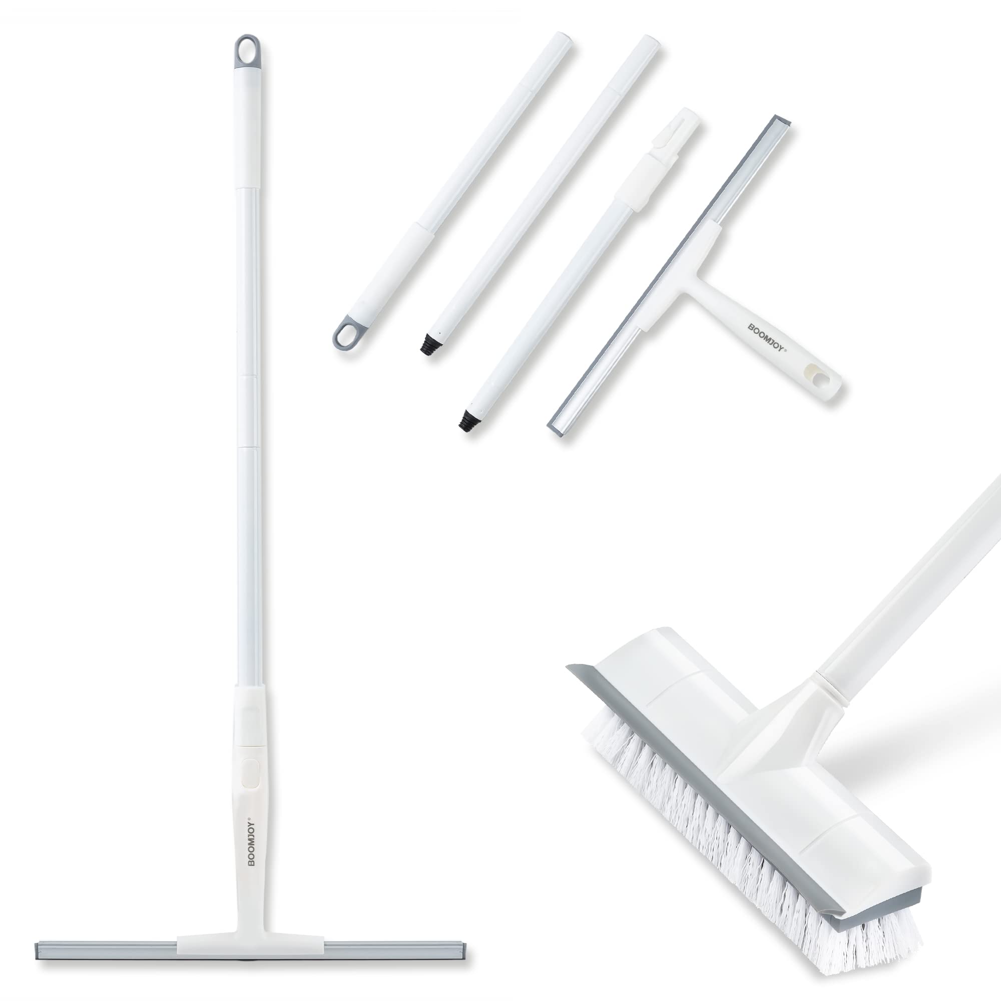 BOOMJOY Floor Scrub Brush & 14" Floor Shower Squeegee with Long Handle
